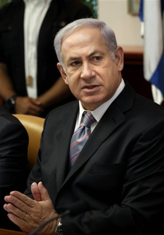 Israeli Prime Minister Benjamin Netanyahu convenes the weekly cabinet meeting at his Jerusalem office, Sunday.